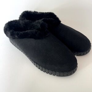 Ilse Jacobsen Black Fur-Lined Slippers
